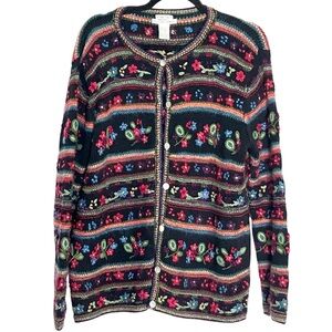 Vintage Jillian Jones Hand‎ Knit Mohair Blend Cardigan Sweater Size Large